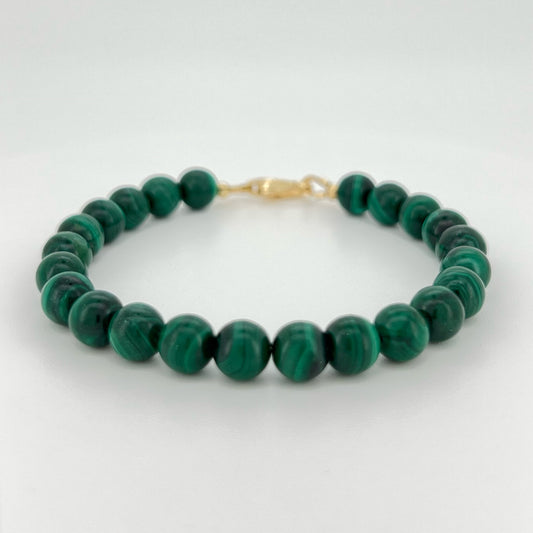 Transform Energy with Striking Malachite Bracelet (6mm) Reiki Healing Stone
