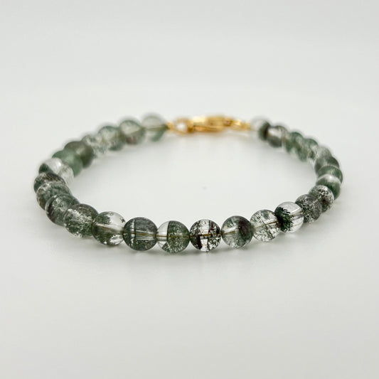 Attract Wealth with Lush Green Phantom Quartz Bracelet （5mm)