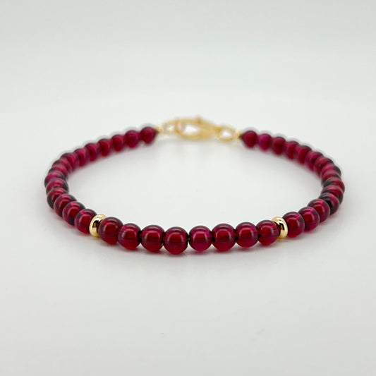 Ignite Passion with Fiery Garnet Mini Bracelets (4mm) Reiki Healing Stone
