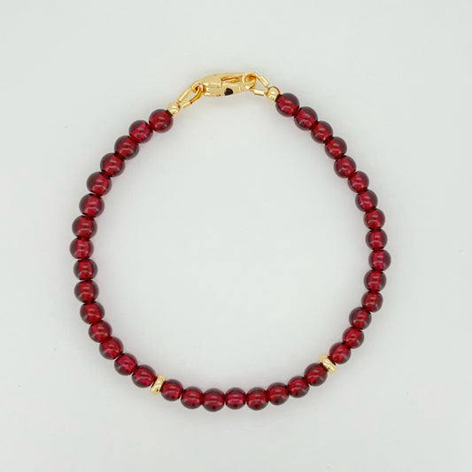 Ignite Passion with Fiery Garnet Mini Bracelets (4mm) Reiki Healing Stone