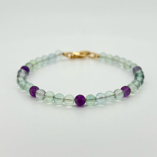 Sharpen Focus with Multicolored Fluorite Bracelet (4mm) Reiki Healing Stone