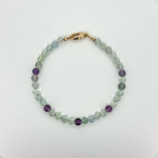 Sharpen Focus with Multicolored Fluorite Bracelet (4mm) Reiki Healing Stone