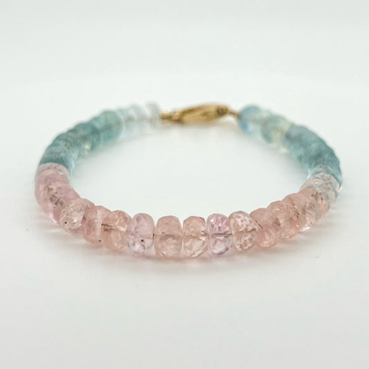 Embrace Love with Delicate Morganite Bracelet (5.6-6.2mm) Reiki Healing Stone